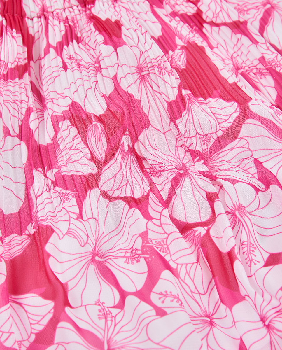 Saia em Gáspea Estampada Infantil Rosa / Branco-4