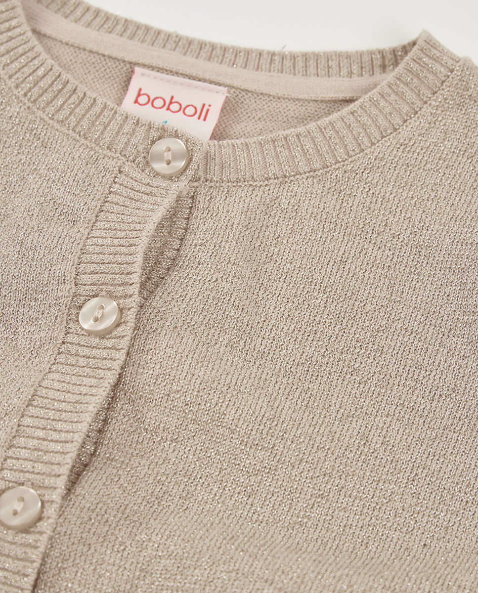 Casaco de Malha Infantil Bege-3