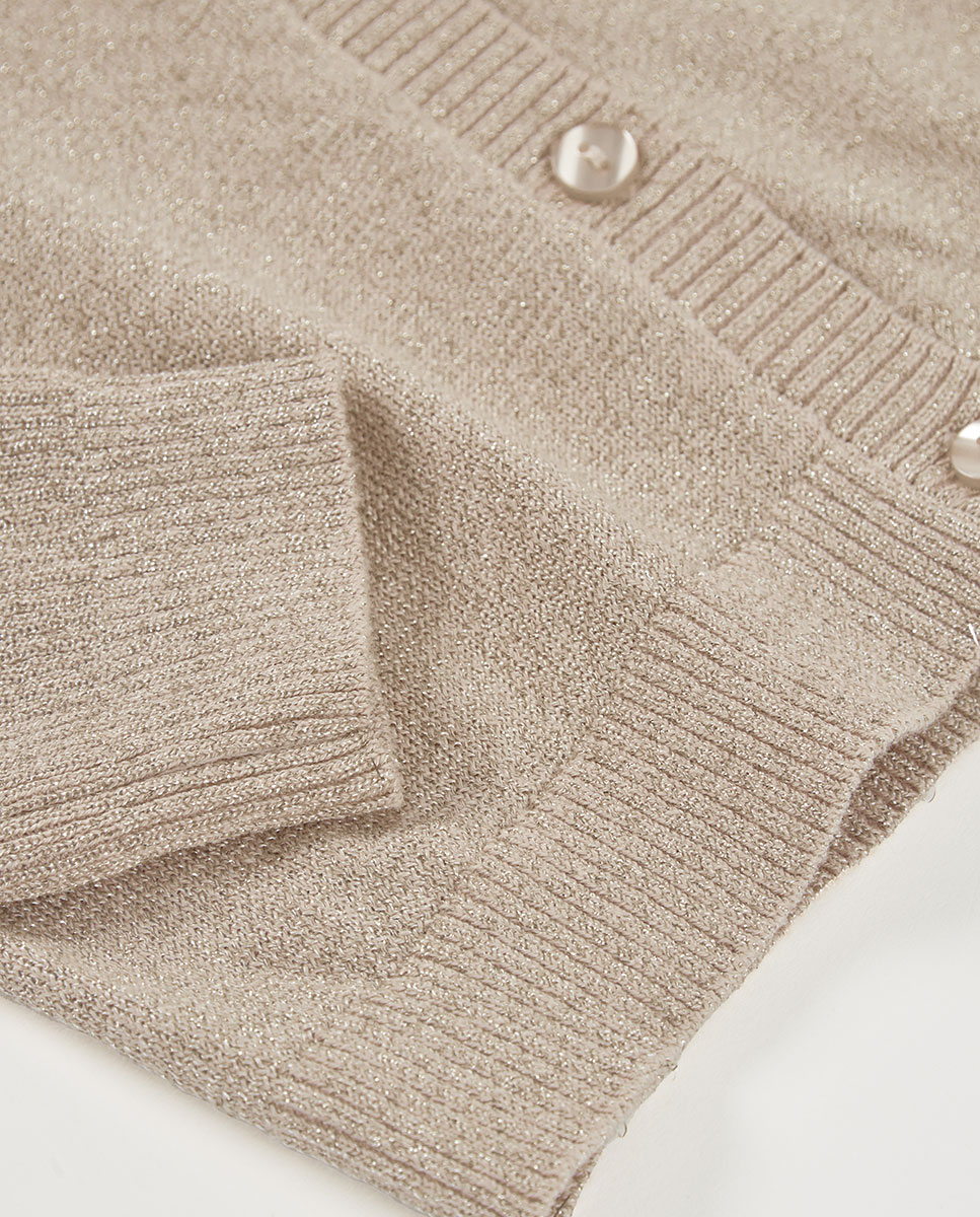 Casaco de Malha Infantil Bege-4