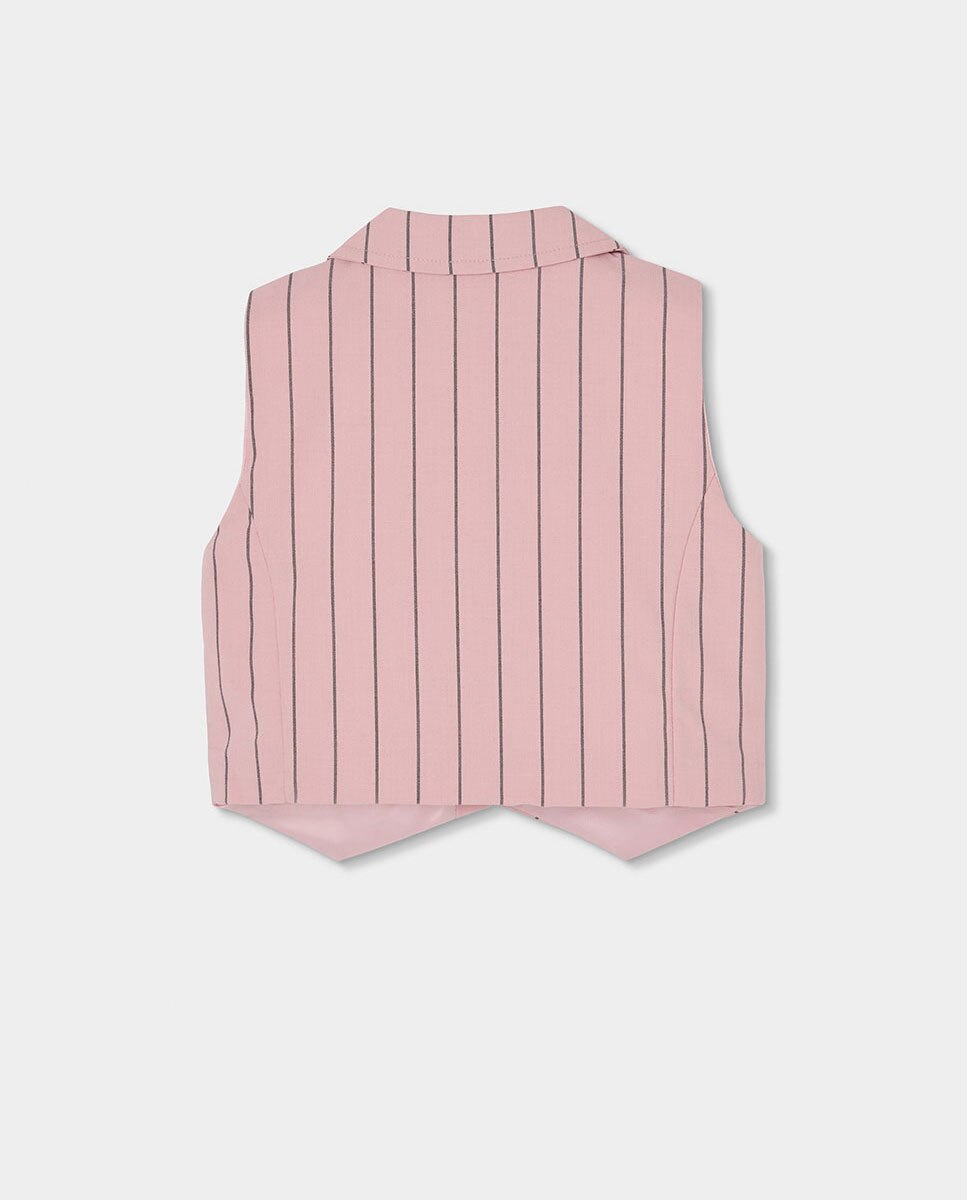Colete de Malha Às Riscas Infantil Boboli Rosa-claro-2