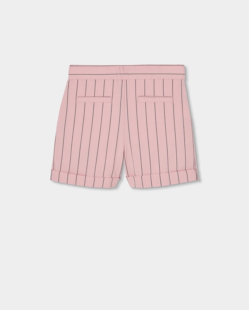 Bermudas de Tecido Às Riscas Infantil Rosa-claro-2
