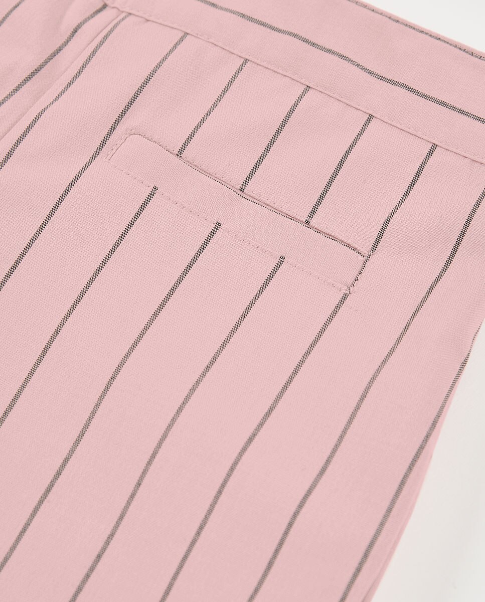 Bermudas de Tecido Às Riscas Infantil Rosa-claro-4