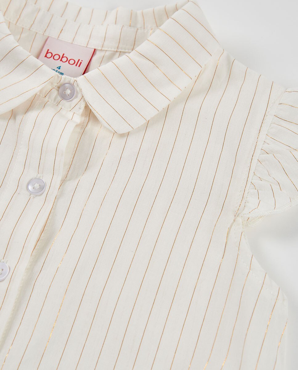 Camisa Às Riscas Infantil Boboli Bege-3