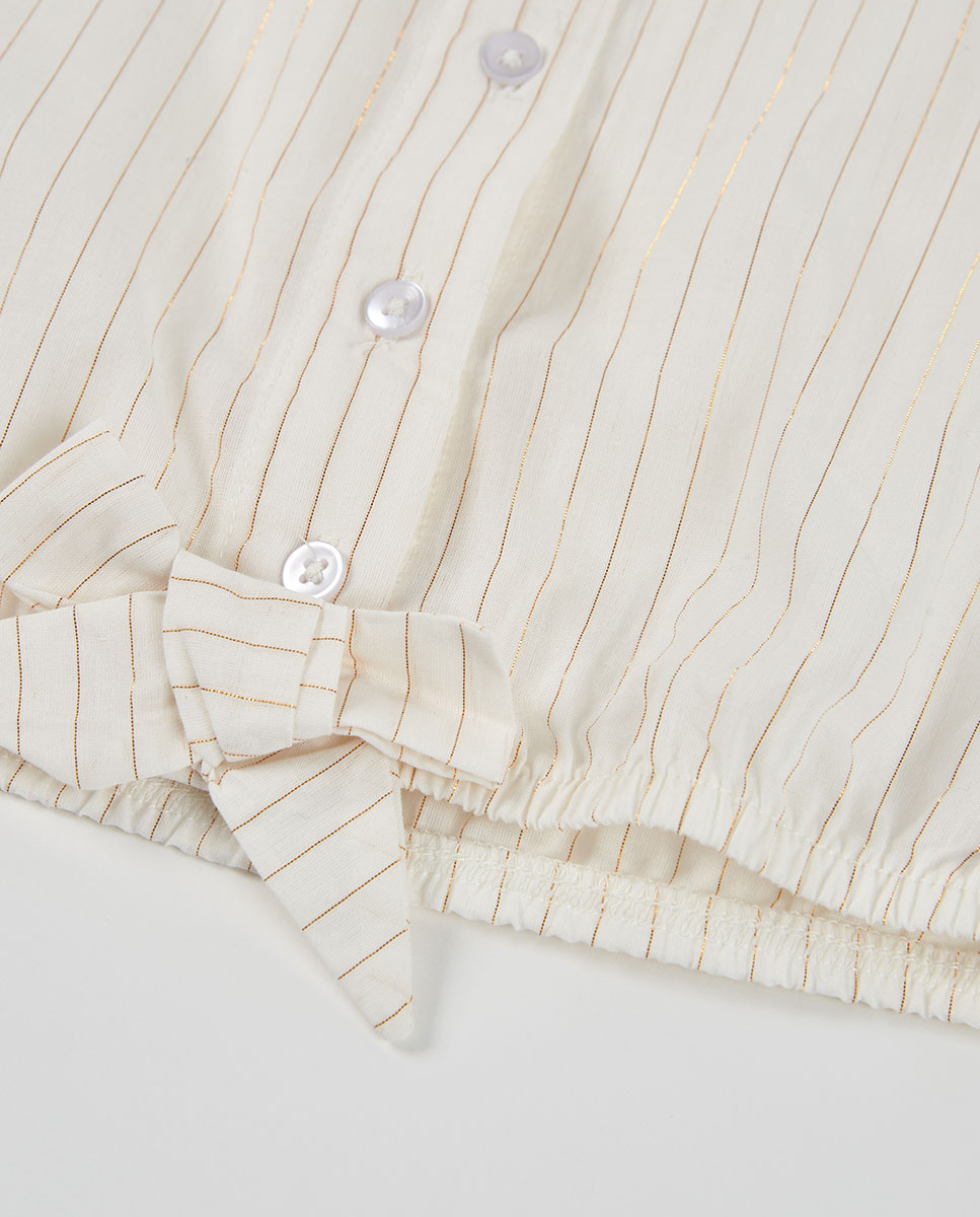 Camisa Às Riscas Infantil Boboli Bege-4