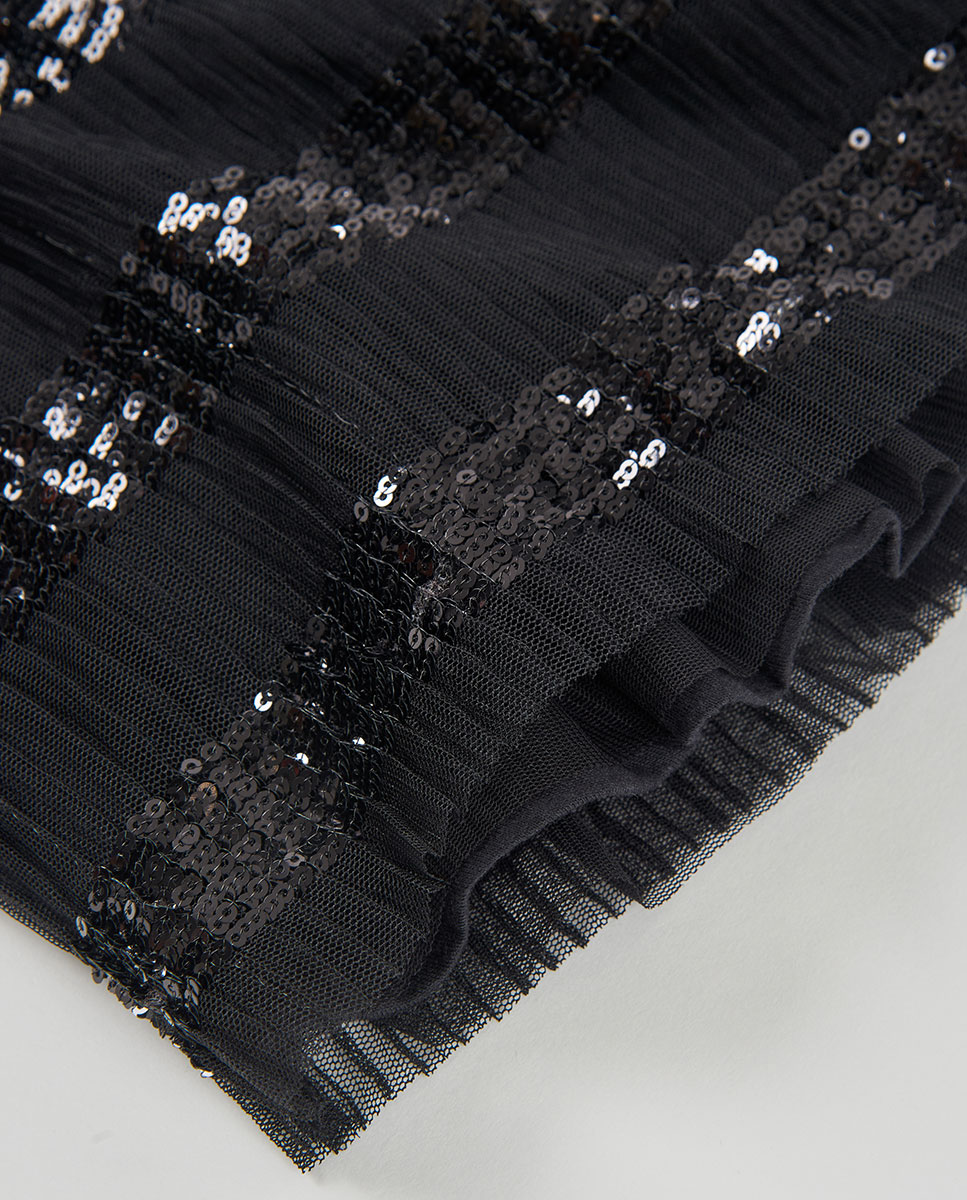 Saia de Tule com Lantejoulas Infantil Boboli Cinzento-escuro-4
