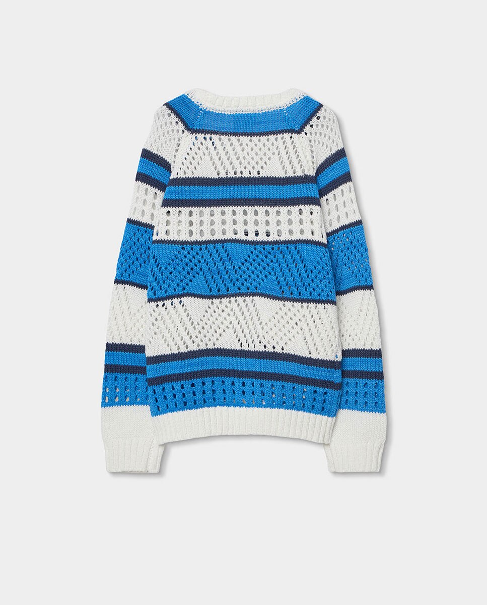 Camisola de Malha Às Riscas Infantil Boboli Branco-2