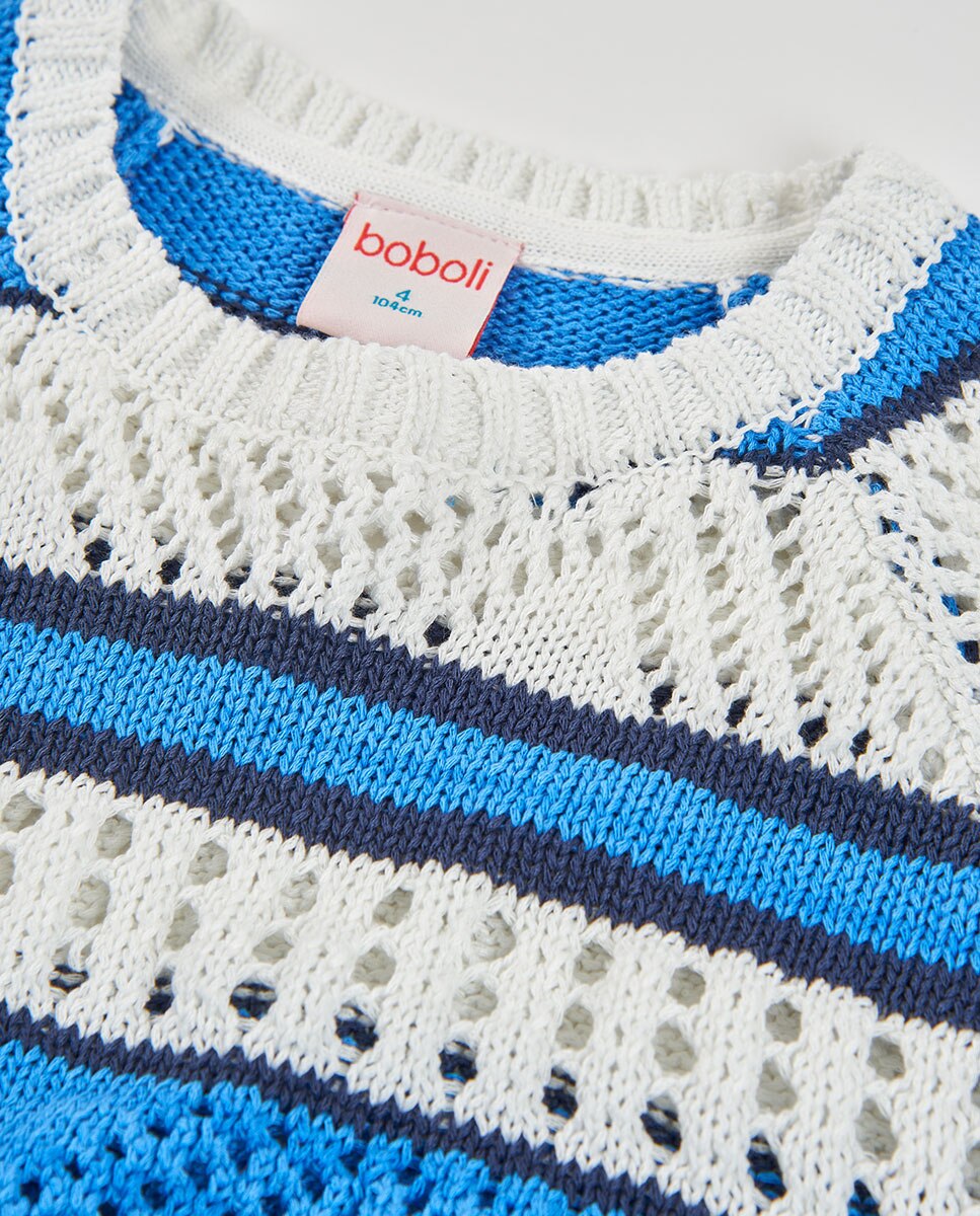 Camisola de Malha Às Riscas Infantil Boboli Branco-3