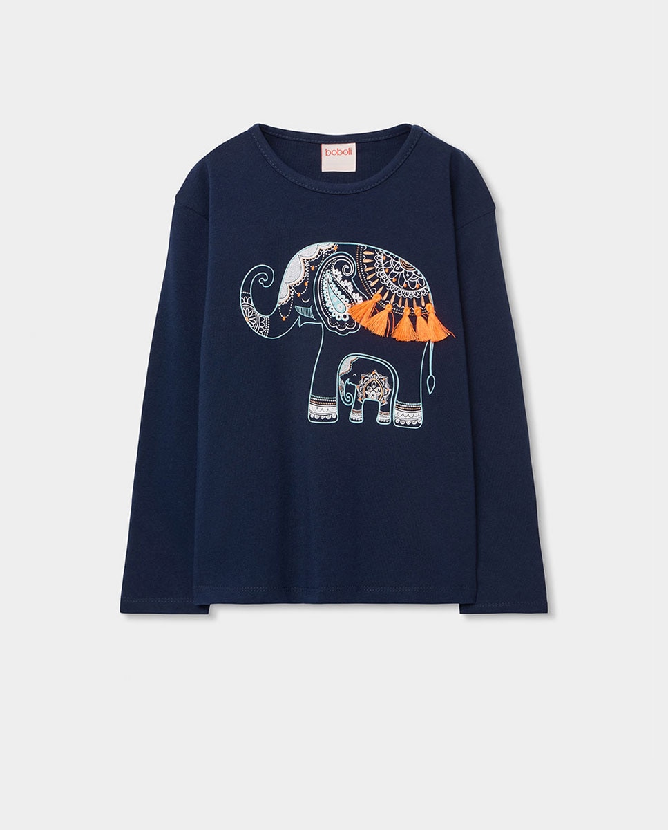 T-shirt de Malha Infantil Boboli Azul-escuro-1