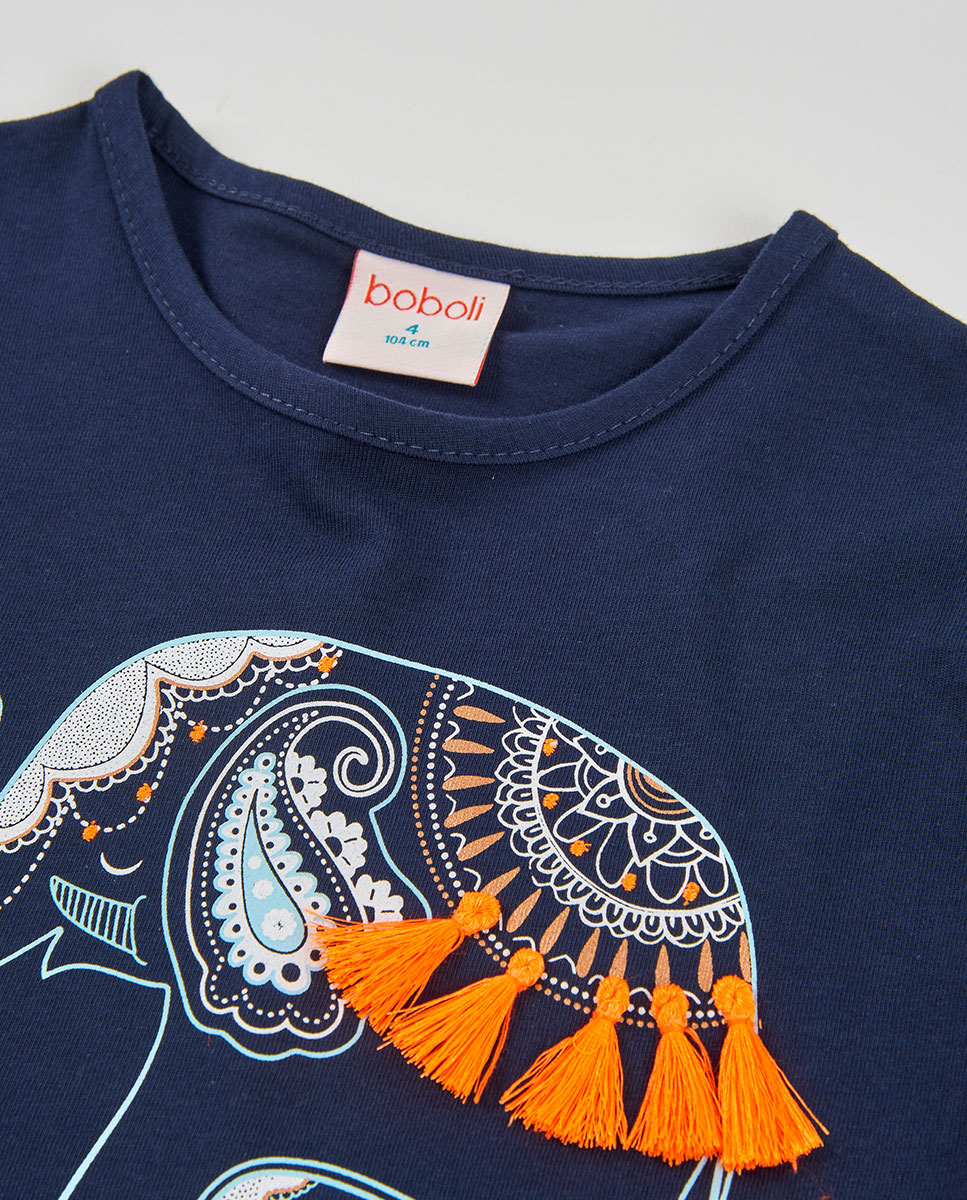 T-shirt de Malha Infantil Boboli Azul-escuro-3