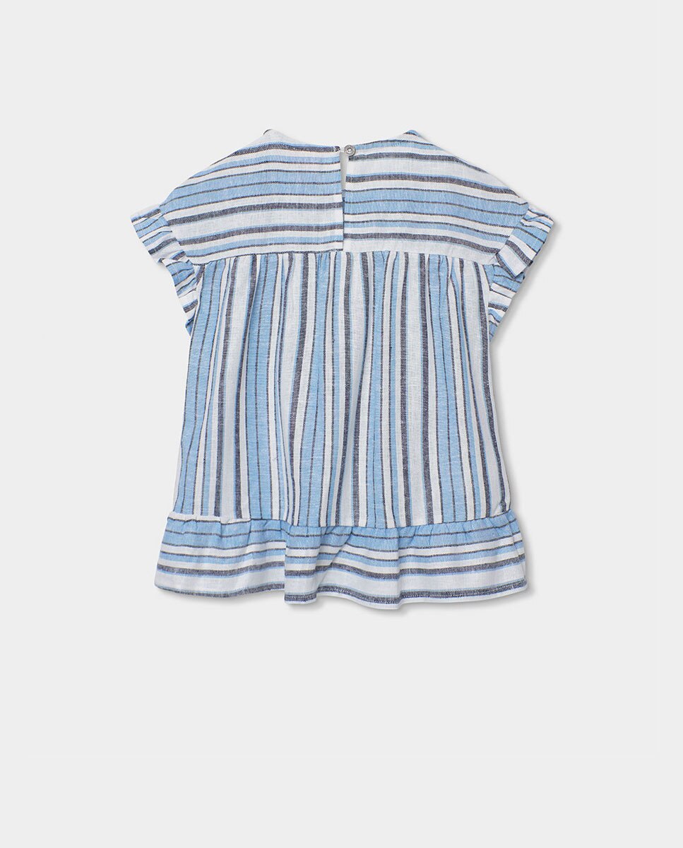 Blusão de Linho Às Riscas Infantil Boboli Azul-celeste-2