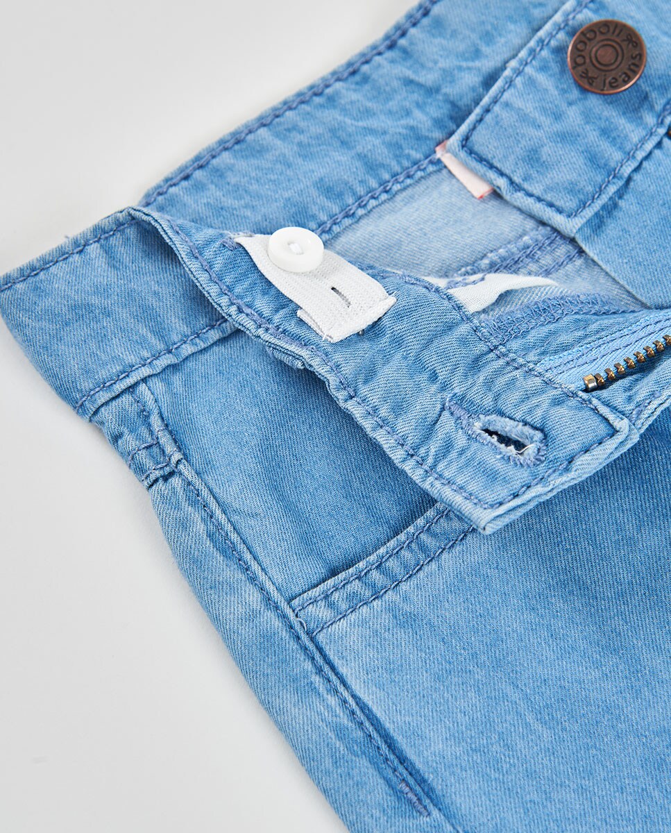 Calças Denim Infantil Azul-claro-3