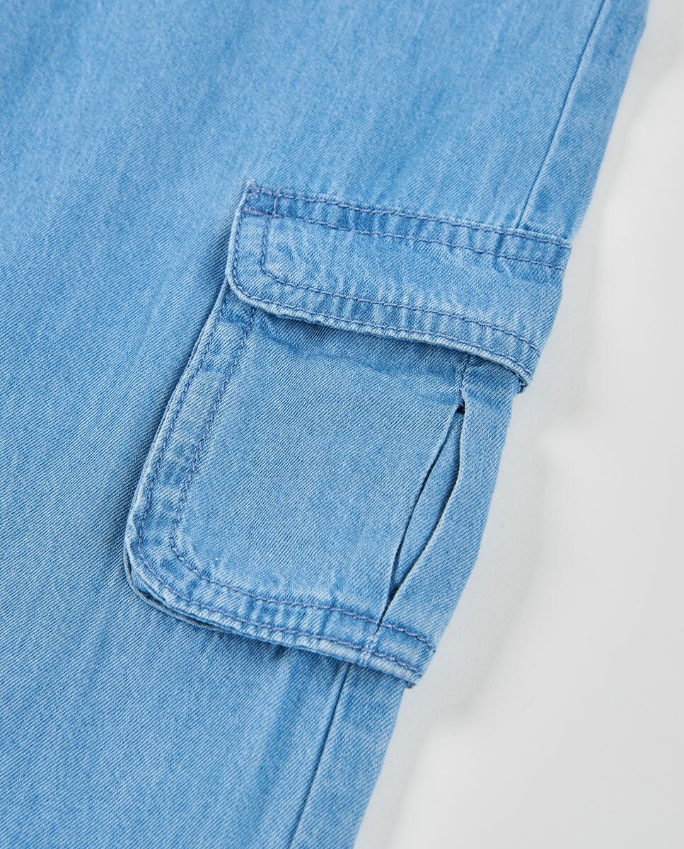 Calças Denim Infantil Azul-claro-4