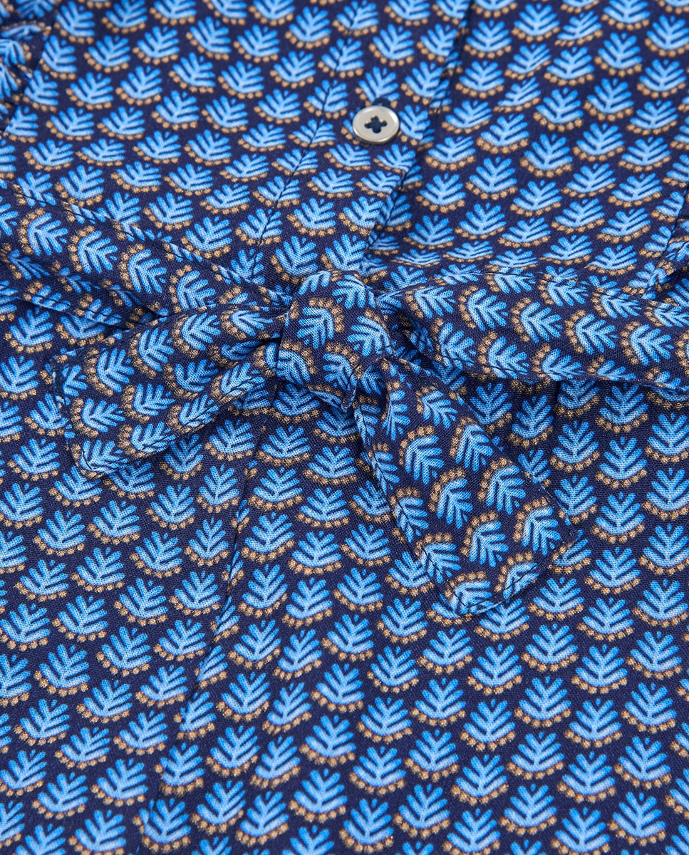 Macacão de Tecido Estampado Infantil Azul-4