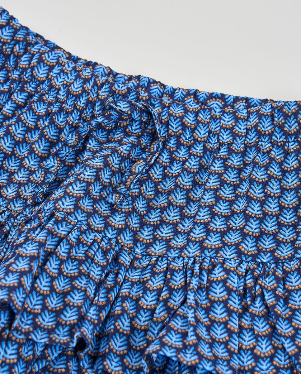 Saia de Tecido Estampado Infantil Boboli Azul / Preto-3