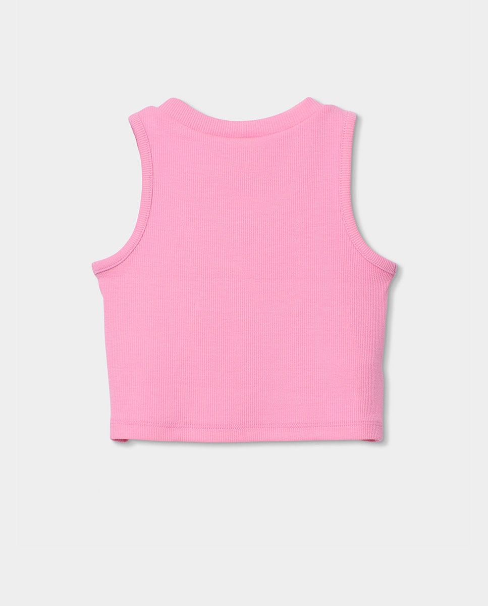 T-shirt de Malha Canelada Infantil Boboli Rosa-pastilha-2