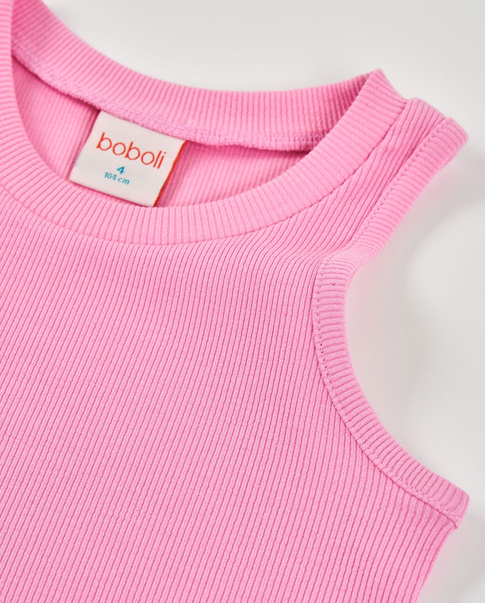T-shirt de Malha Canelada Infantil Boboli Rosa-pastilha-3