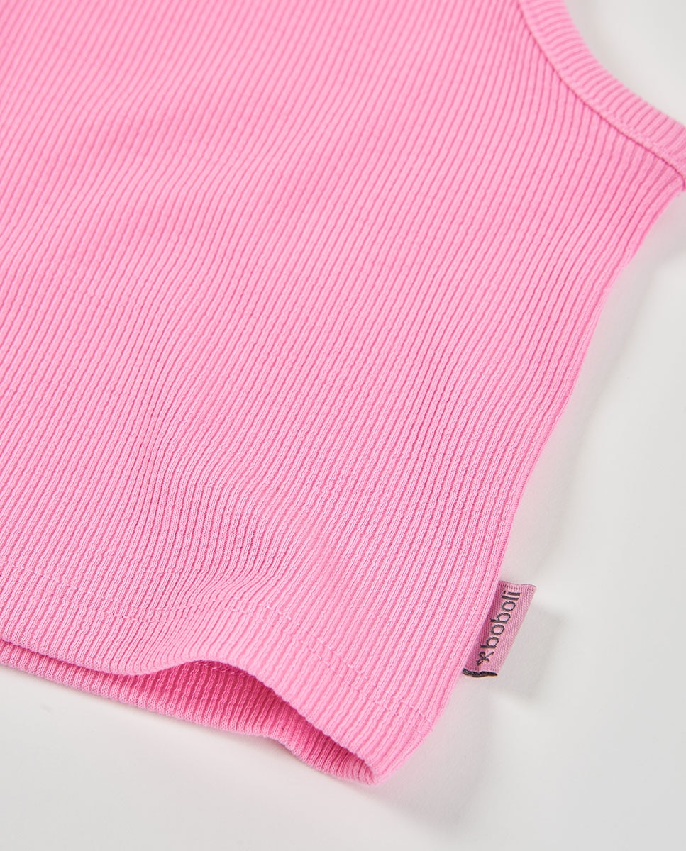 T-shirt de Malha Canelada Infantil Boboli Rosa-pastilha-4