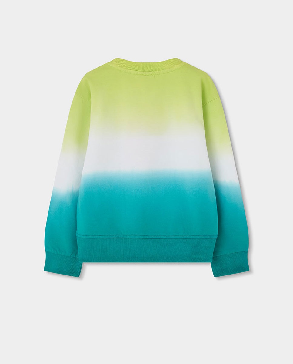 Sweatshirt em Felpa Tintada Azul / Verde-2
