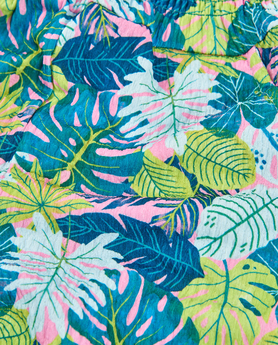 Macacão de Malha Estampado Infantil Rosa / Verde-4