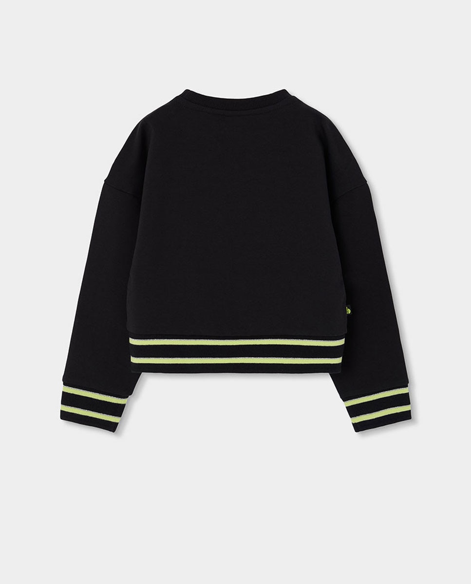 Sweat Felpa Infantil Preto / Verde-flúor-2