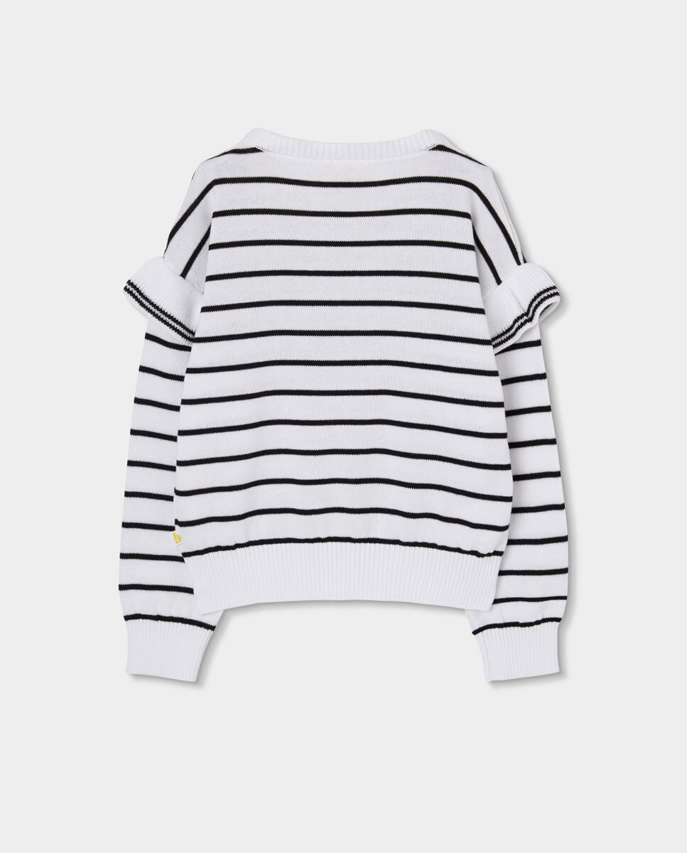 Camisola de Malha Às Riscas Infantil Boboli Branco-2