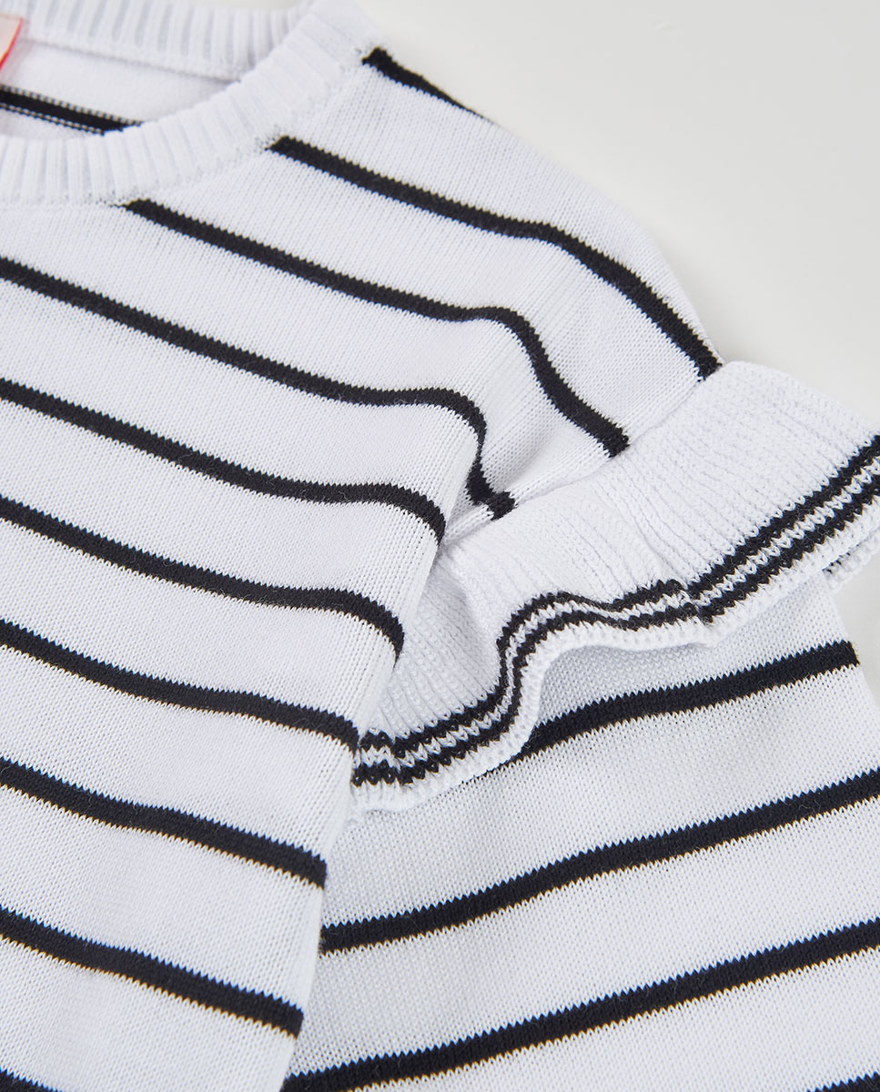 Camisola de Malha Às Riscas Infantil Boboli Branco-3