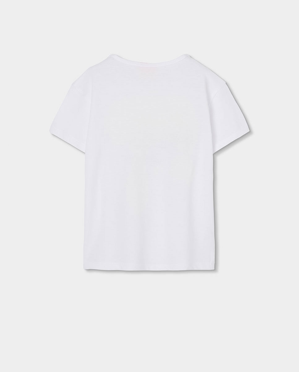 T-shirt de Malha Elástica Infantil Branco / Preto-2