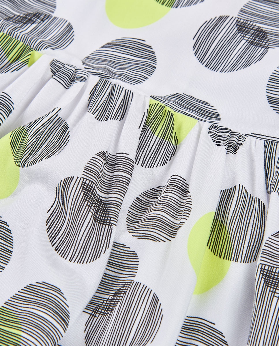 Vestido em Viscose Estampado Infantil Branco-3