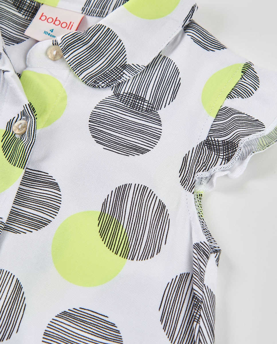 Camisa em Sarja Estampada Infantil Boboli Branco-3