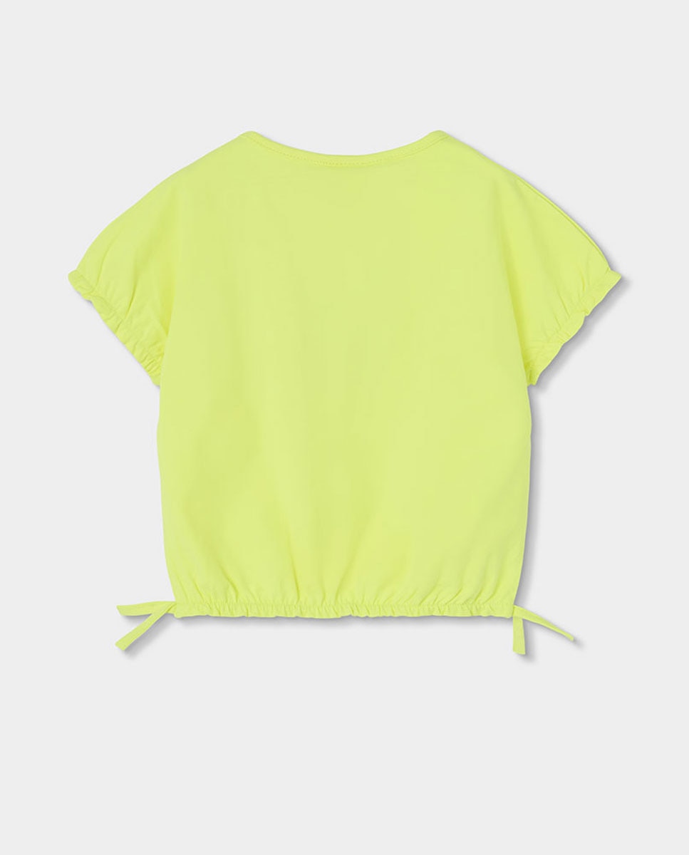 T-shirt de Malha Elástica Infantil Amarelo-flúor / Preto-2