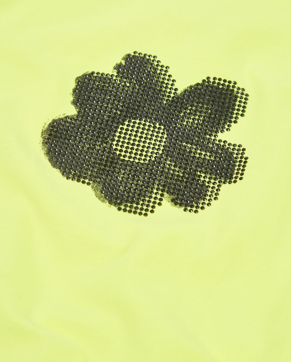 T-shirt de Malha Elástica Infantil Amarelo-flúor / Preto-3