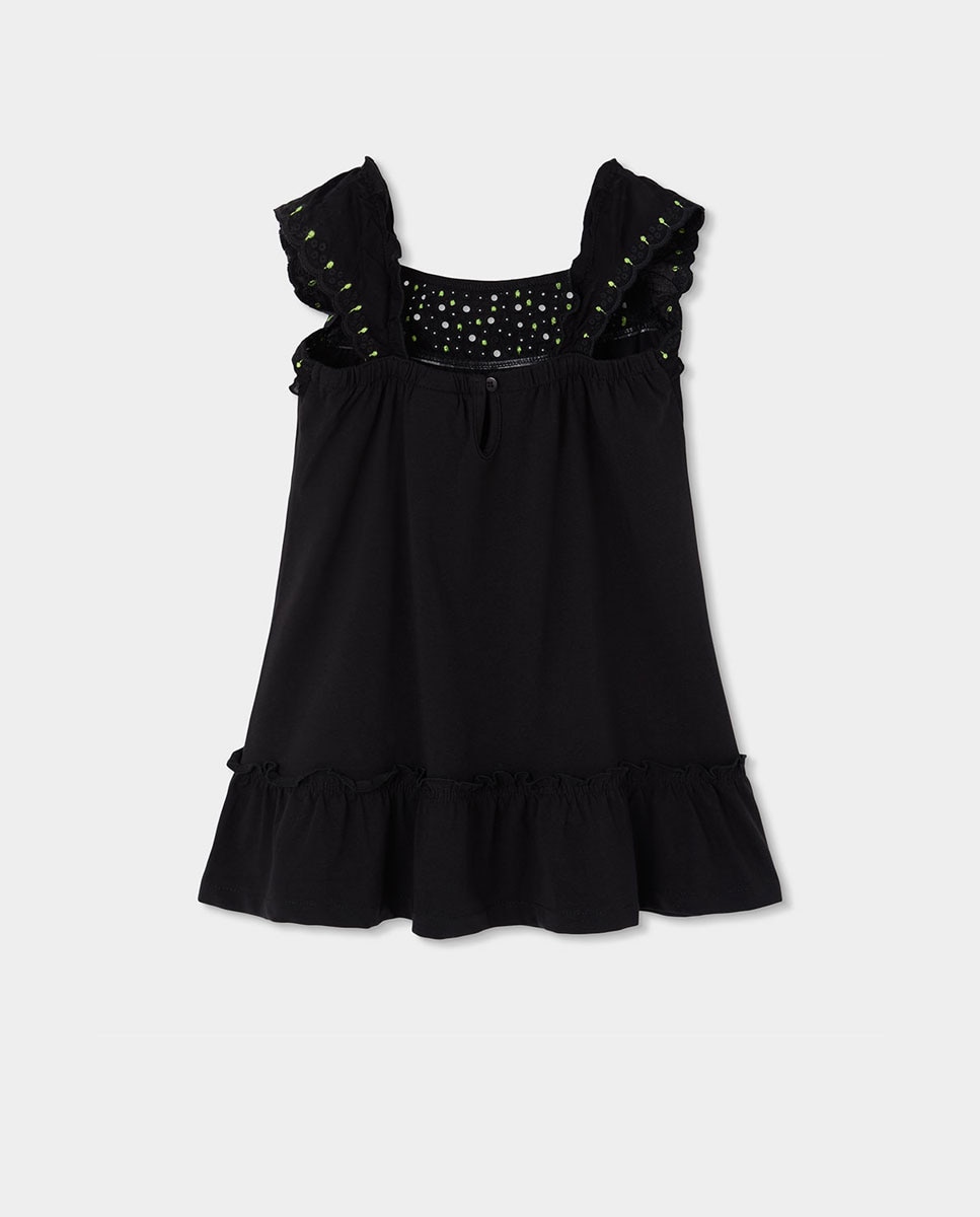 Vestido de Malha Elástica Infantil Preto / Verde-2