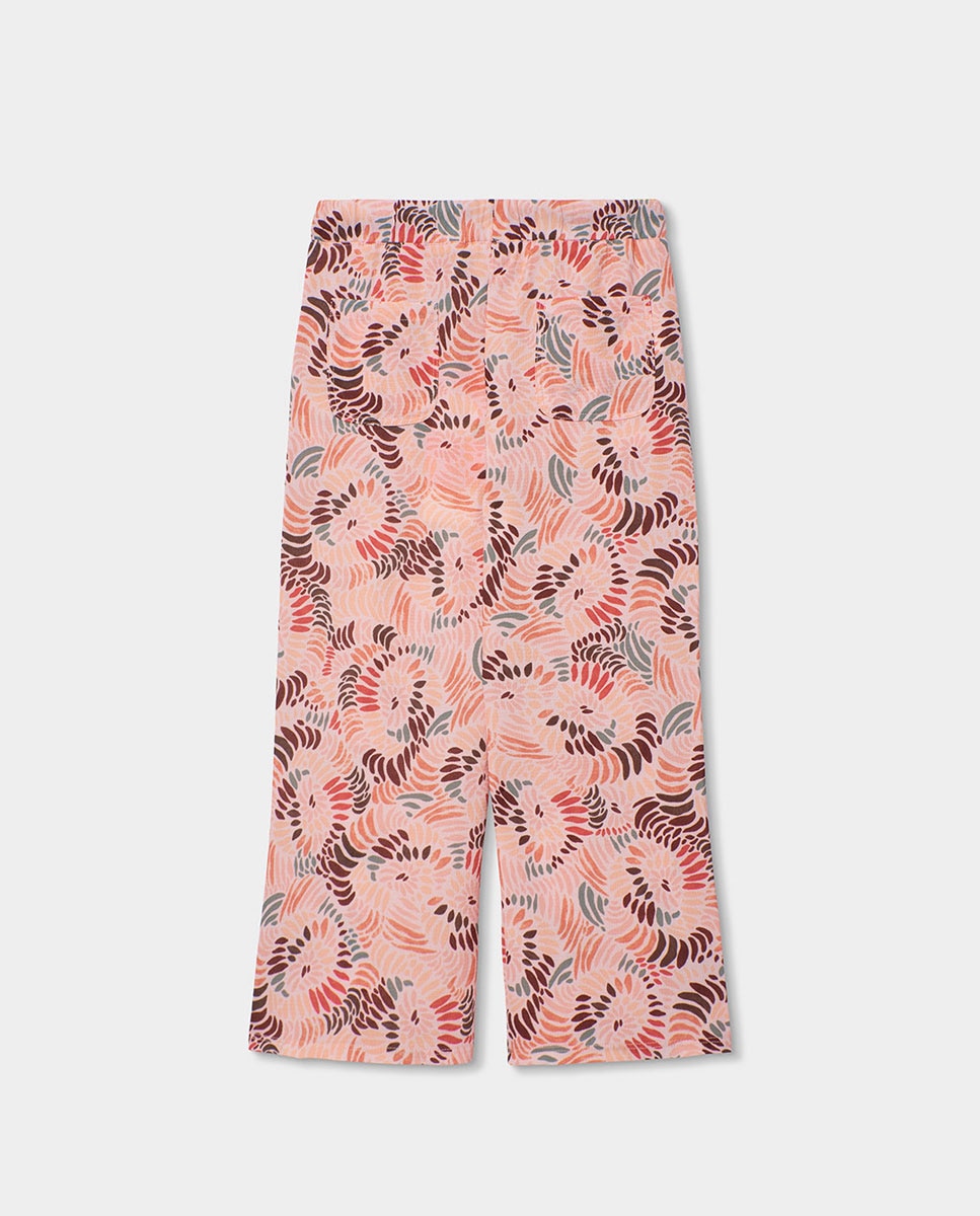 Calças de Crepe Estampadas Infantil Rosa/Chocolate-2