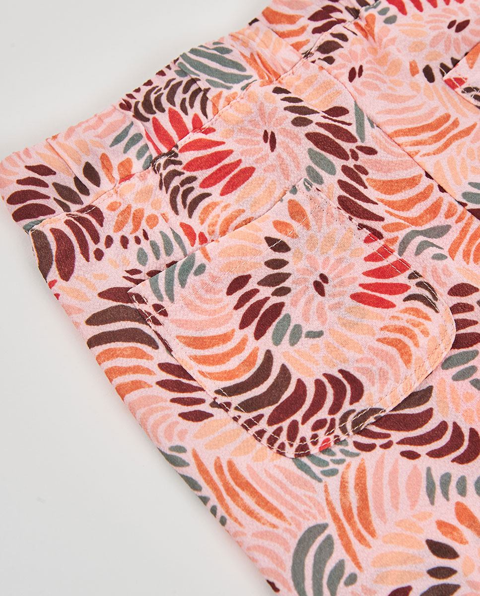 Calças de Crepe Estampadas Infantil Rosa/Chocolate-4