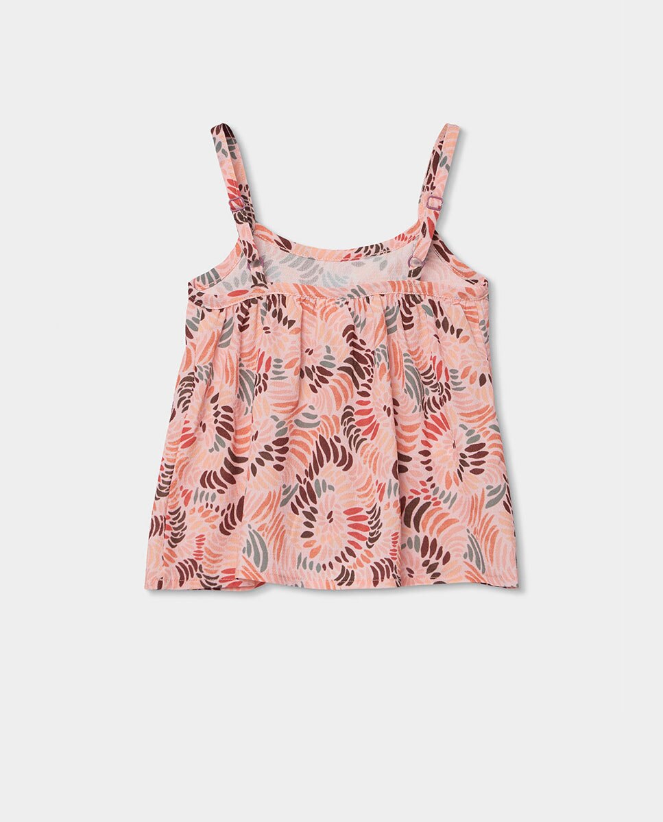 Blusa Crepe Estampada Infantil Salmão-2