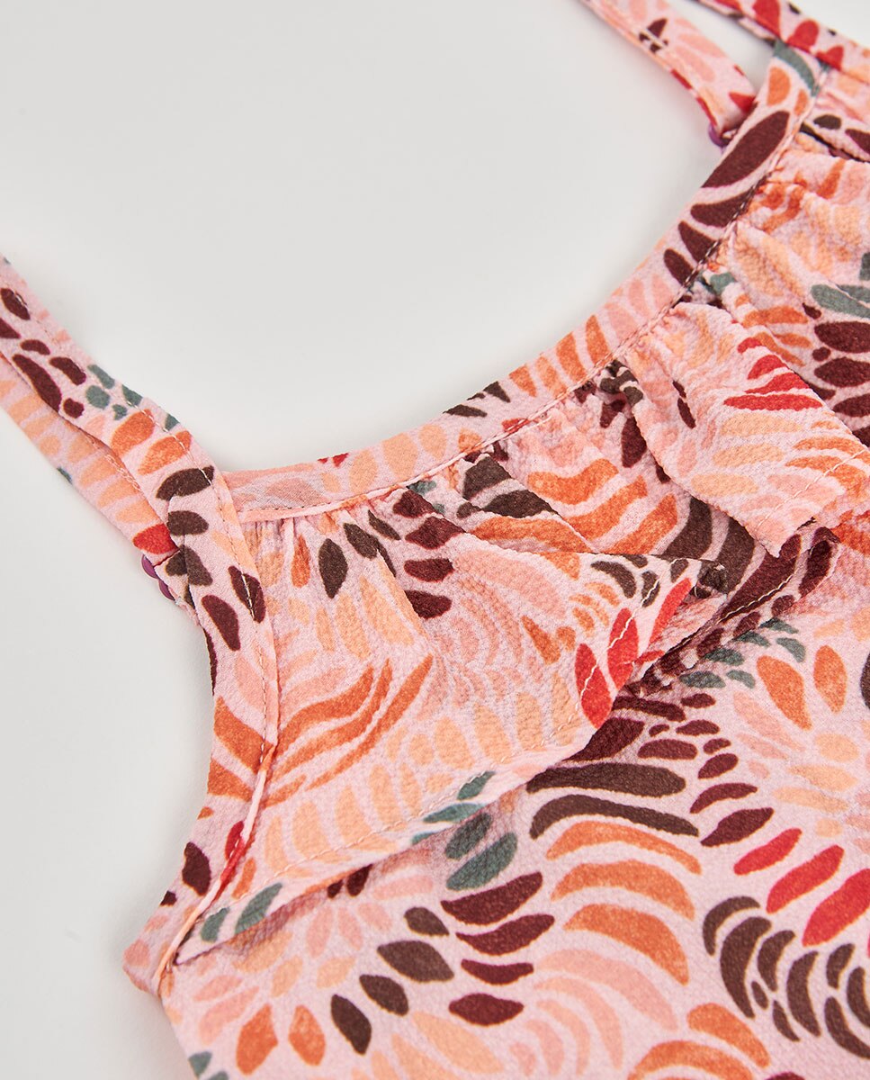Blusa Crepe Estampada Infantil Salmão-3