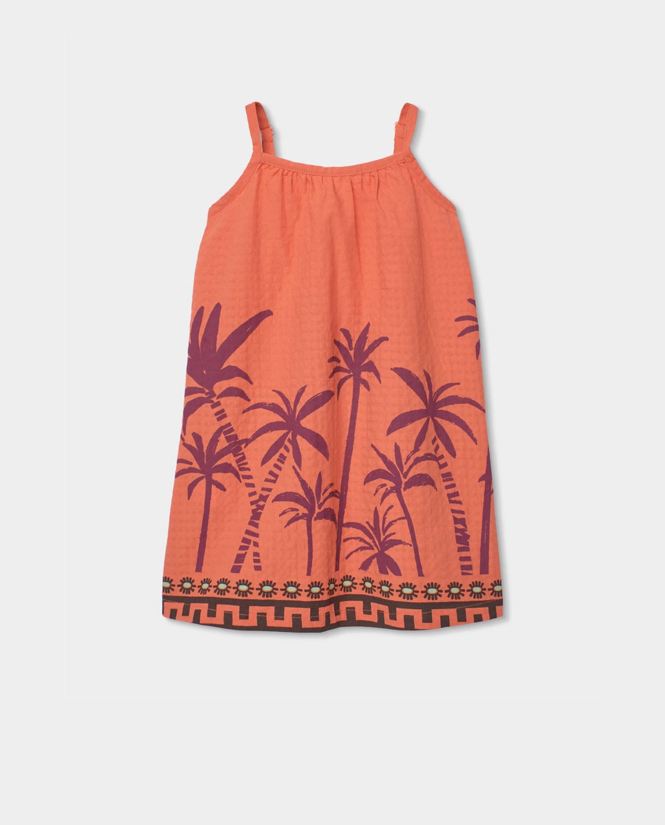 Vestido de Tecido Infantil Laranja-forte-1