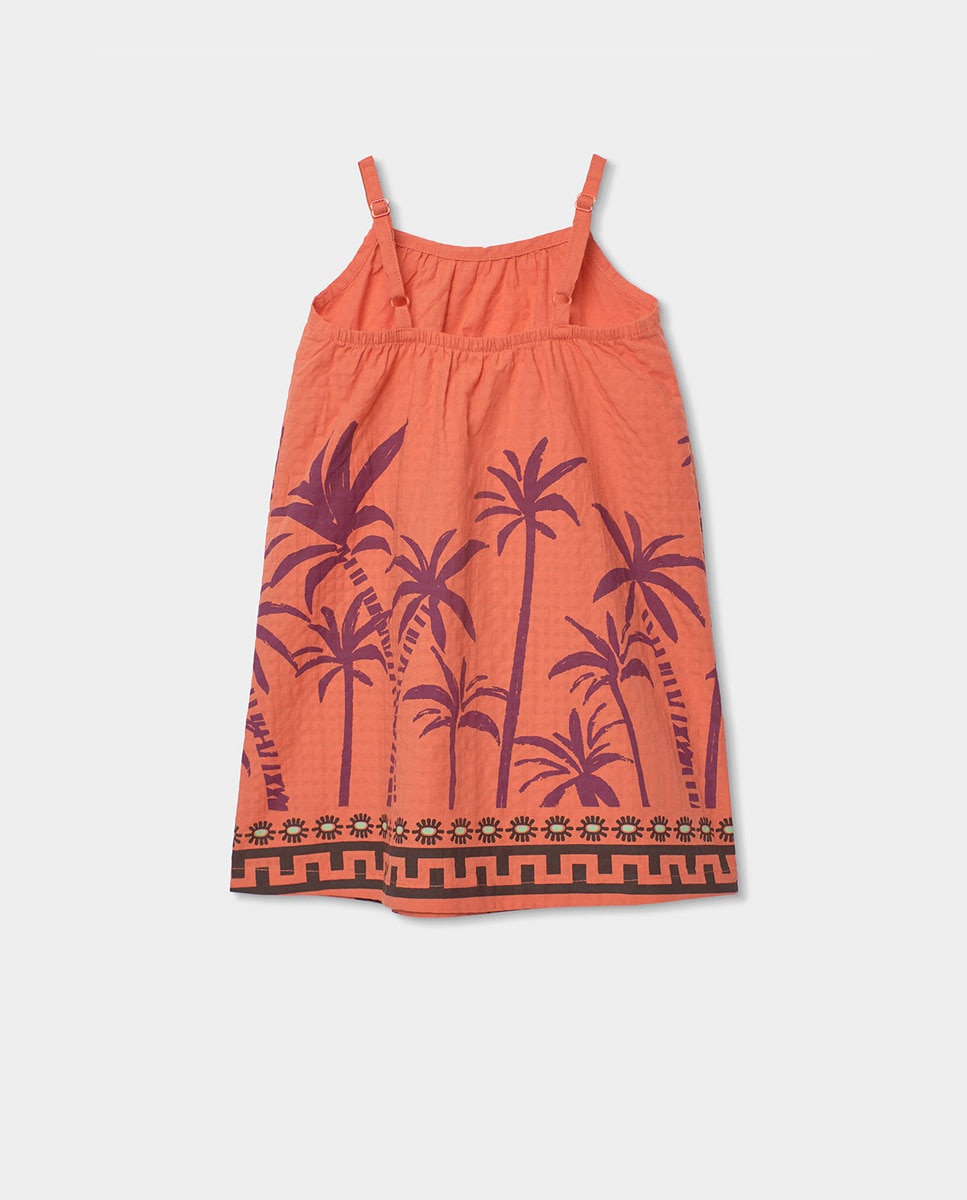 Vestido de Tecido Infantil Laranja-forte-2