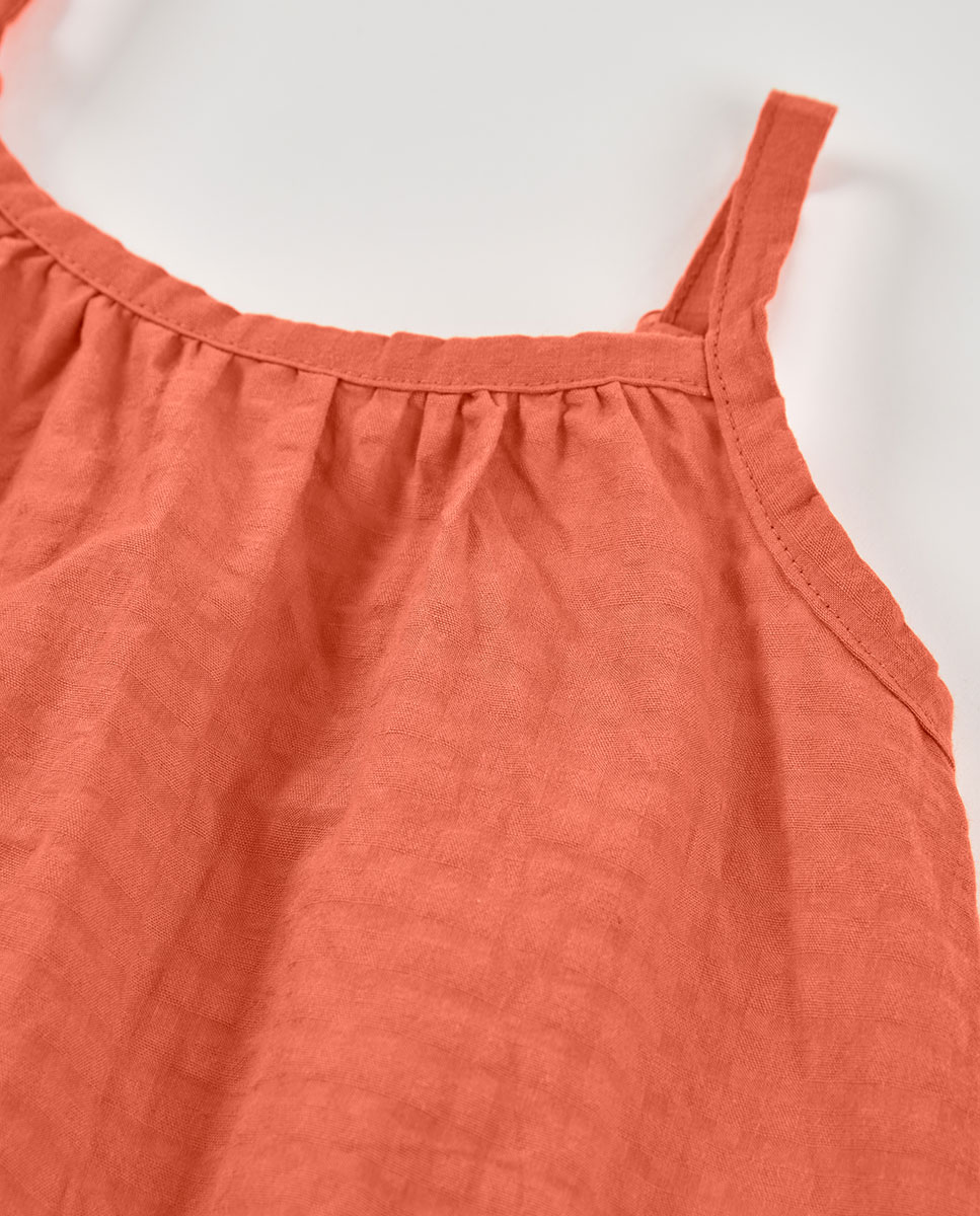 Vestido de Tecido Infantil Laranja-forte-3