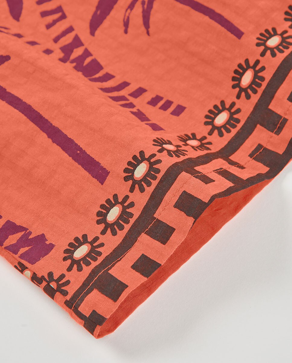 Vestido de Tecido Infantil Laranja-forte-4