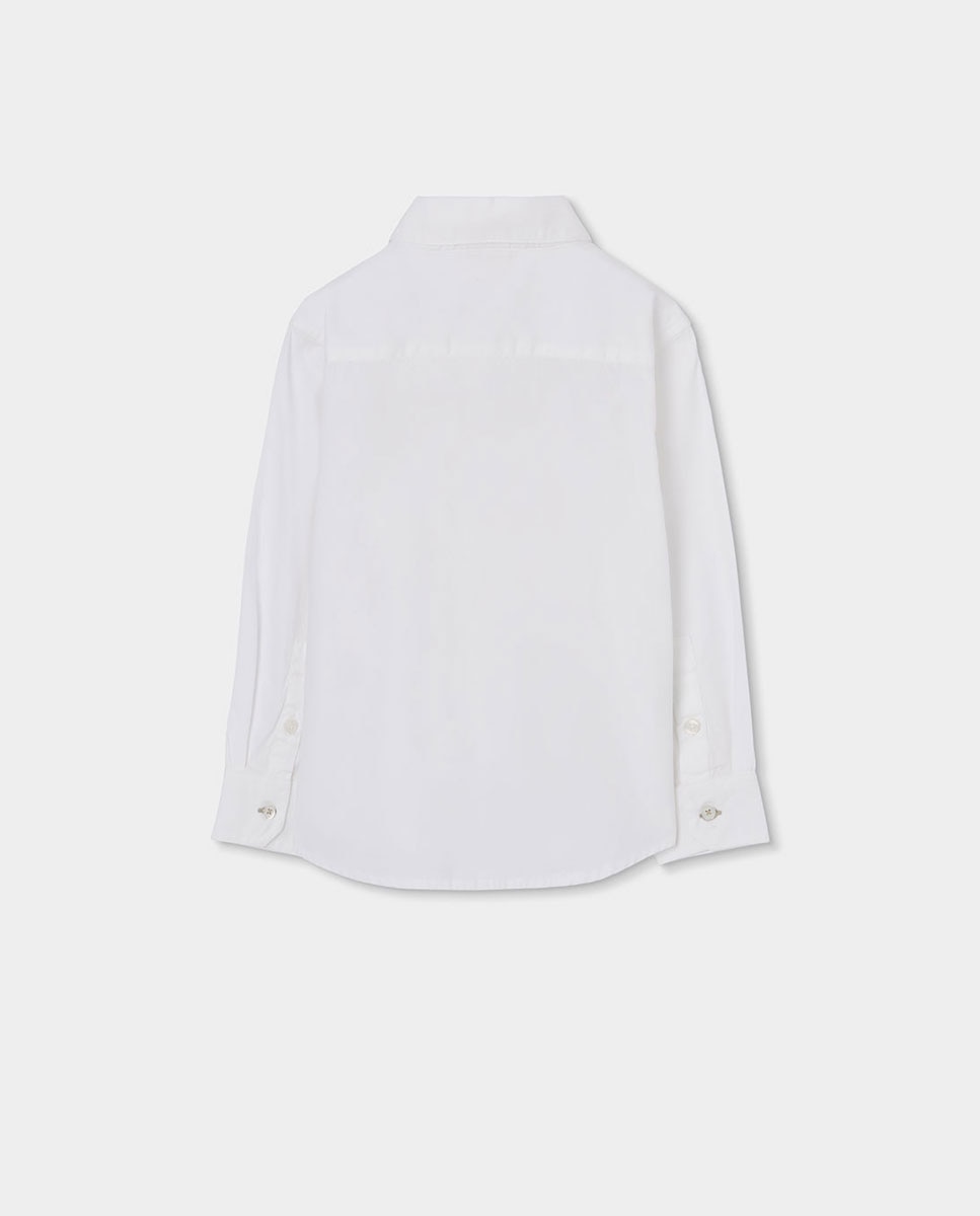 Camisa Oxford de Manga Comprida Infantil Branco-2