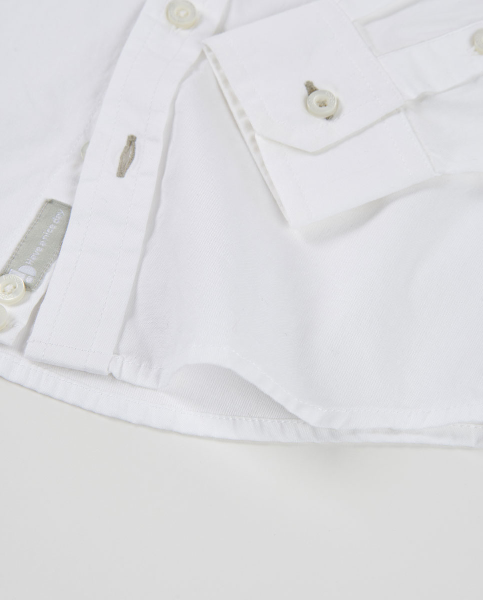 Camisa Oxford de Manga Comprida Infantil Branco-4