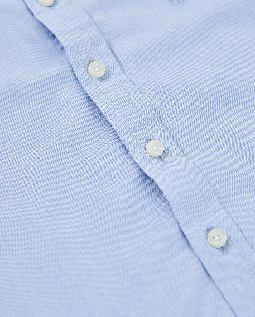 Camisa Oxford de Manga Comprida Infantil Azul-3