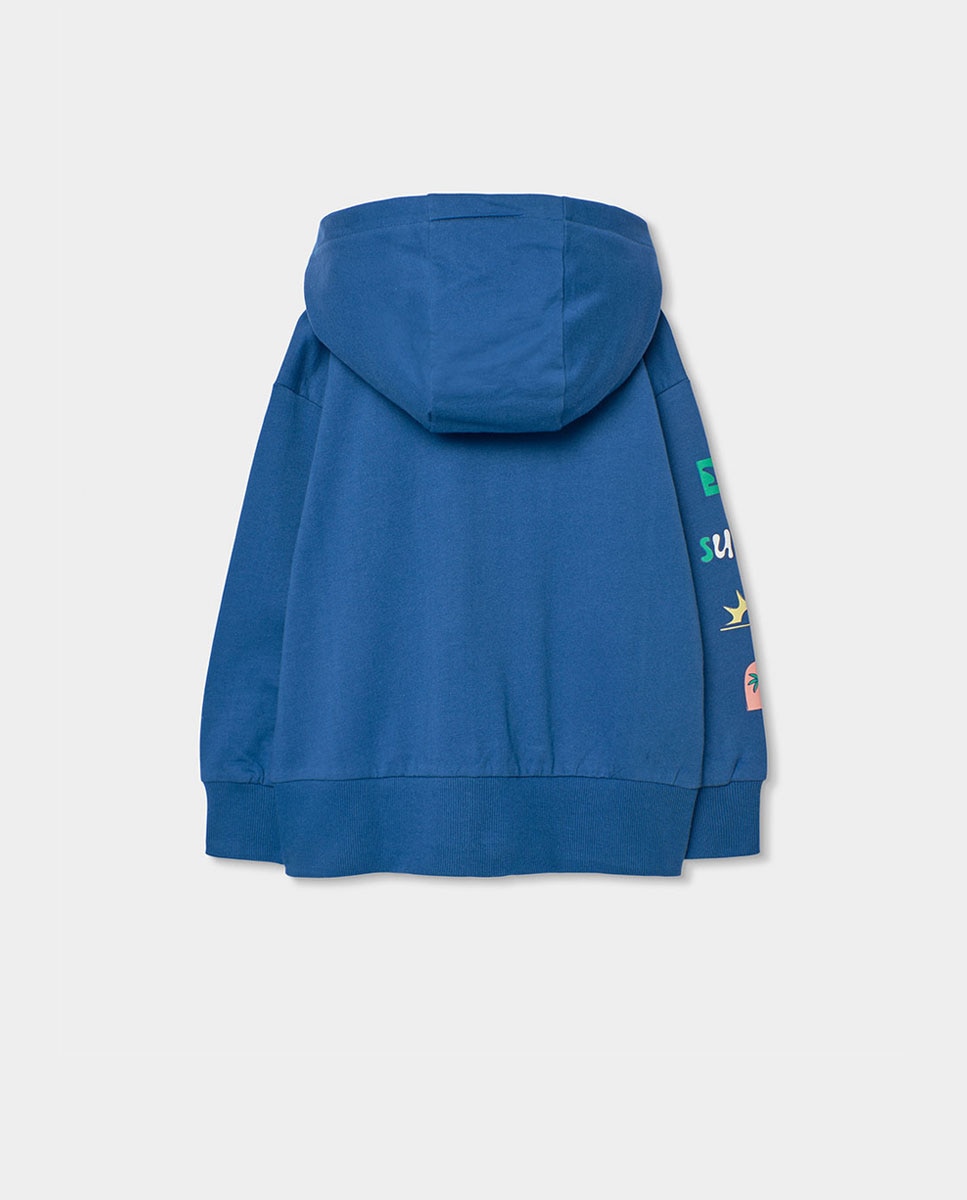 Blazer de Felpa com Capuz Infantil Azul-elétrico-2