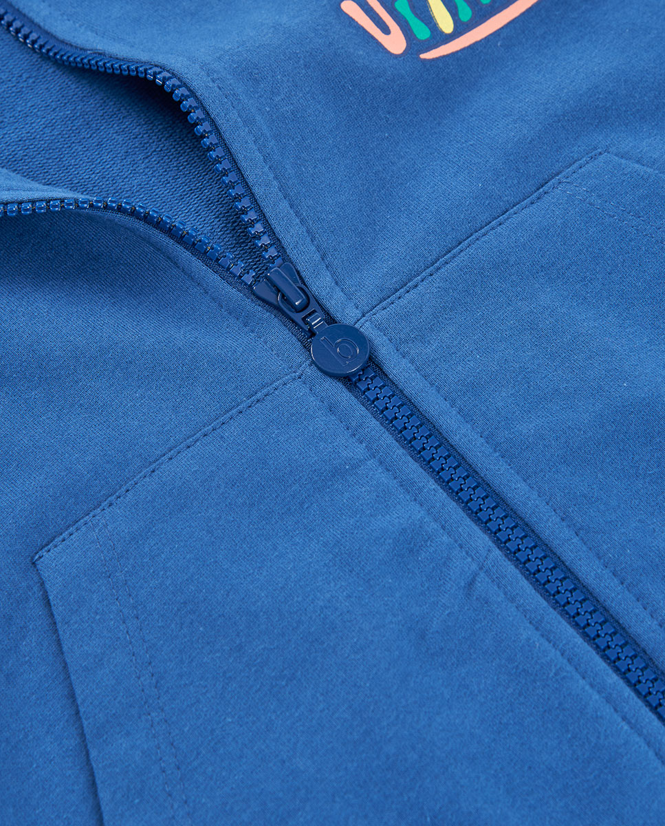 Blazer de Felpa com Capuz Infantil Azul-elétrico-3
