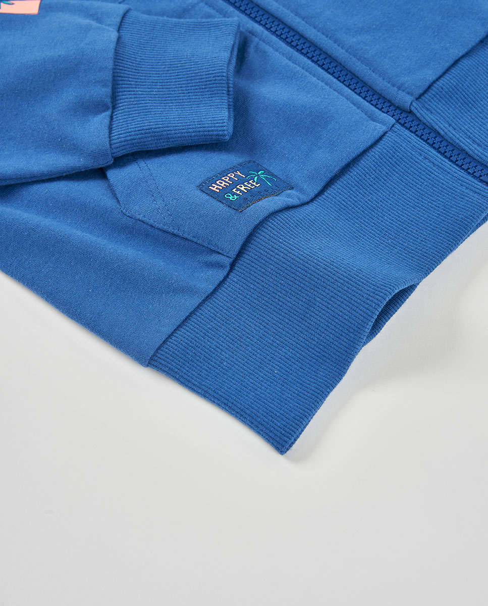 Blazer de Felpa com Capuz Infantil Azul-elétrico-4