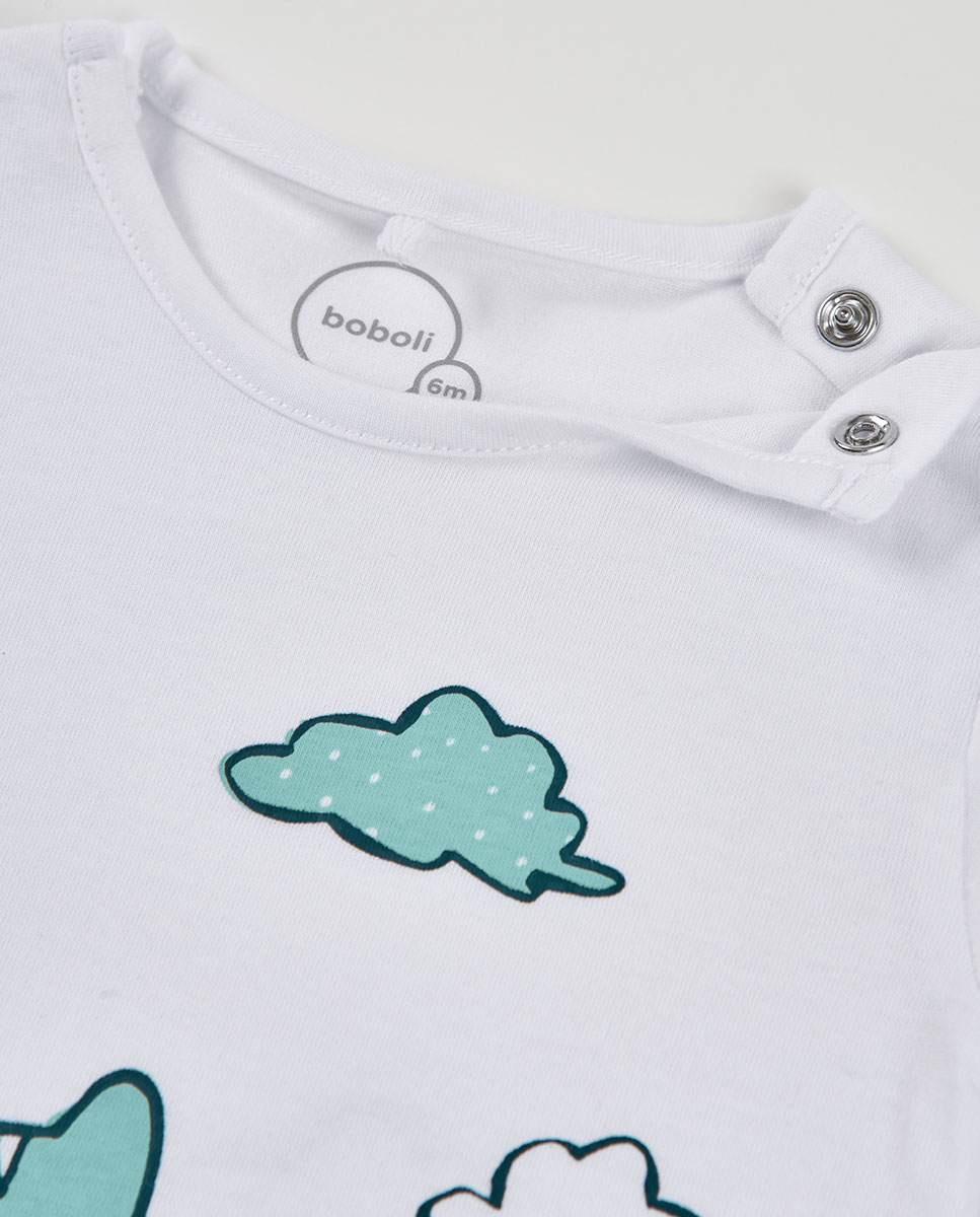 Babygrow de Malha de Bebé Boboli Branco-3