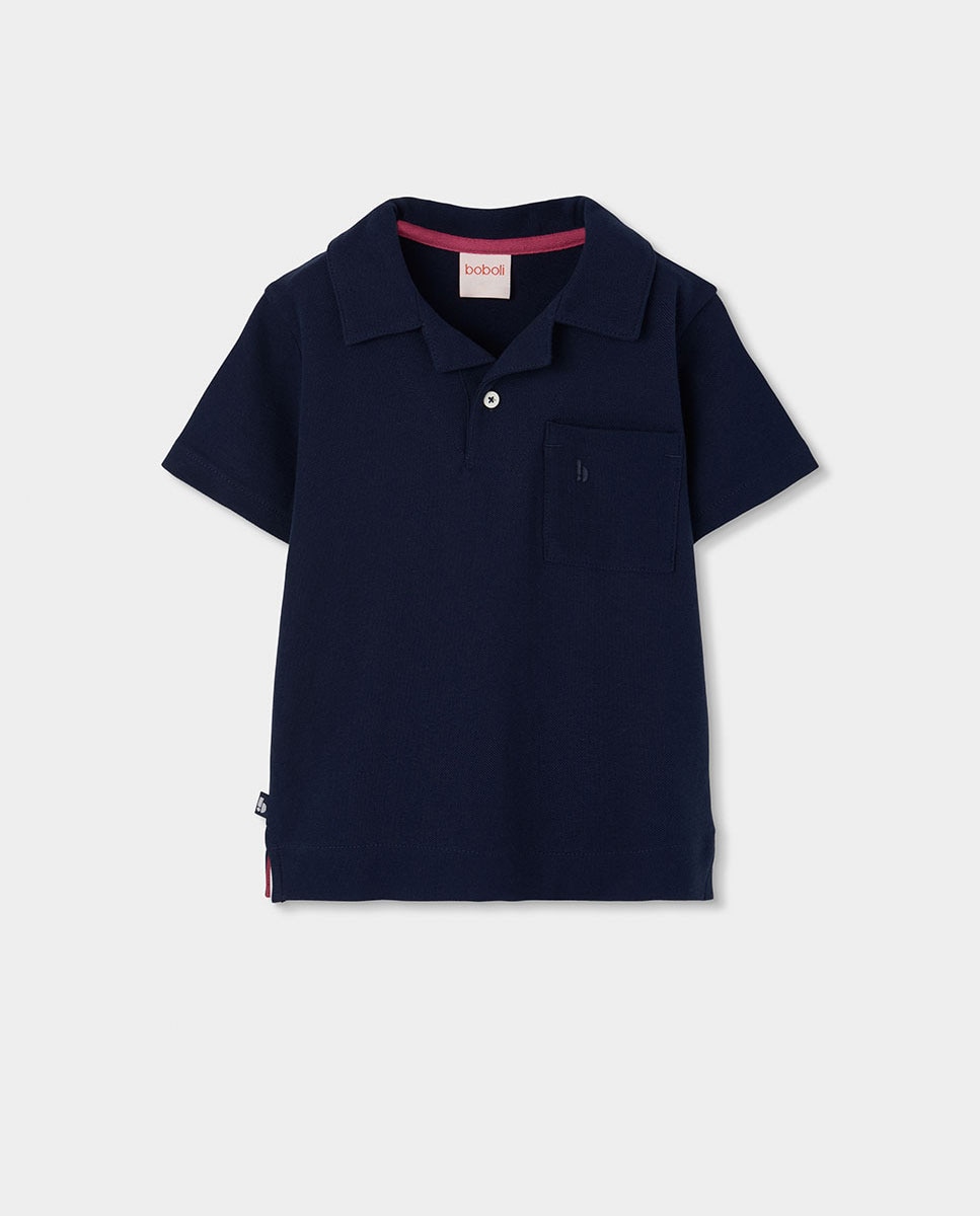 Polo Piqué Infantil Azul-marinho / Rosa-1