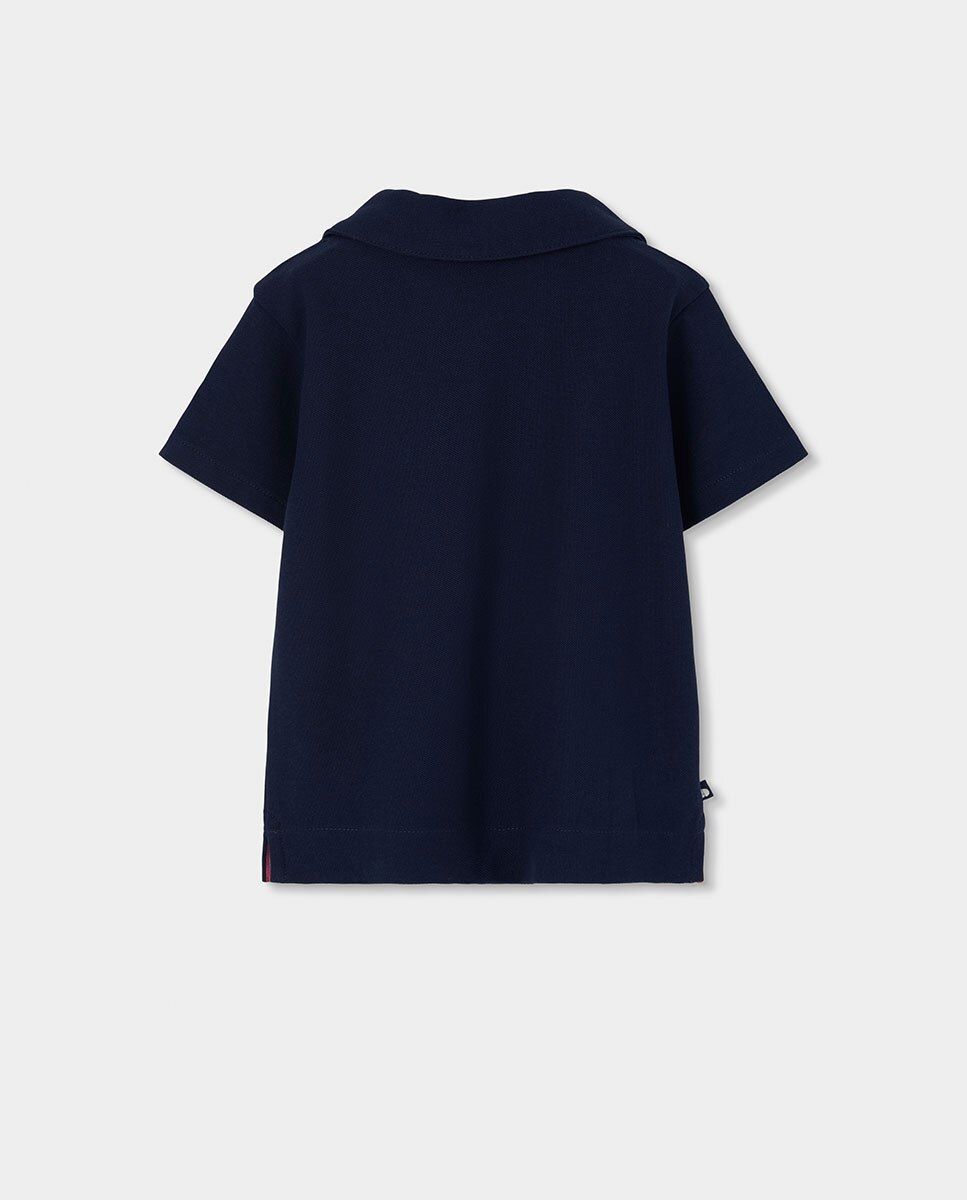 Polo Piqué Infantil Azul-marinho / Rosa-2