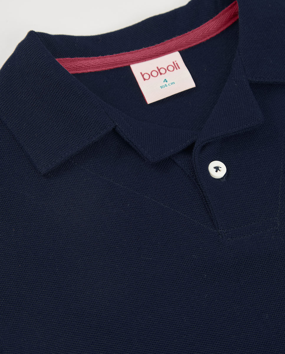 Polo Piqué Infantil Azul-marinho / Rosa-3